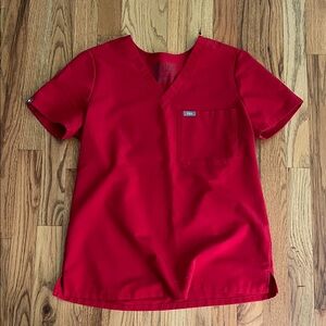 Figs Red Scrub Top